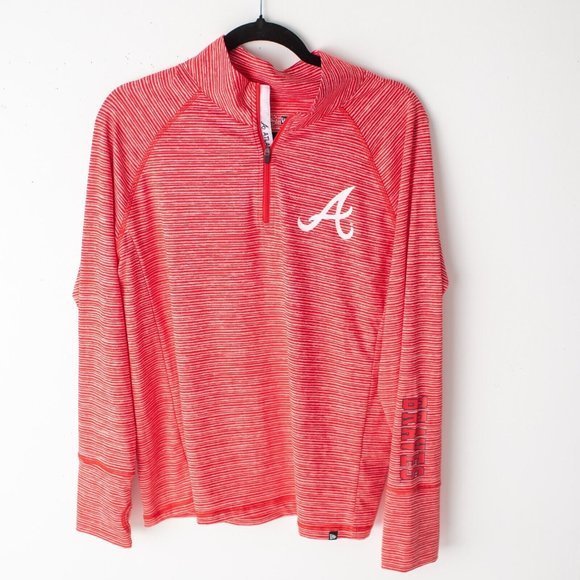 New Era Tops - New Era Women's Atlanta Braves Space Dye Red Quarter-Zip Pullover Shirt‎ Large